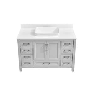 Bentworth 48 in.W x 22 in. D Vanity in Light Gray Semi-Recessed With Engineered Vanity Top in White with White Basin