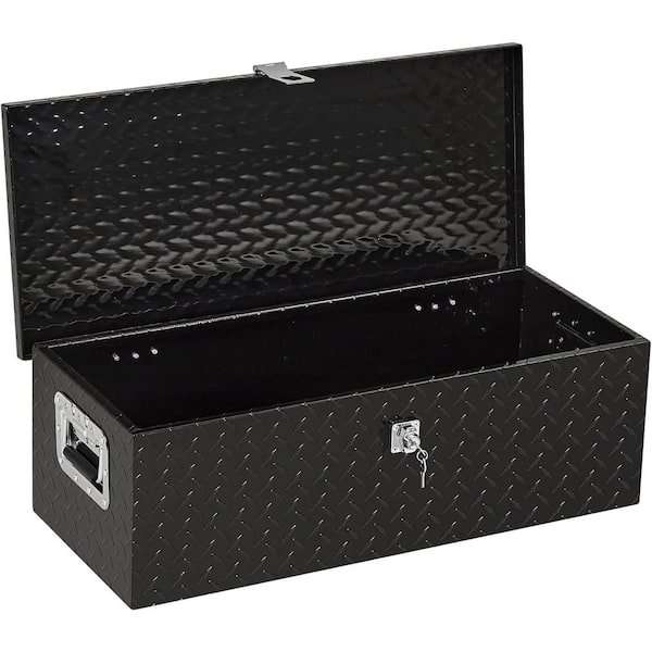 30 in. Black Aluminum Tool Organizer Chest Cabinet Truck Tool Box with Side Handles and Lock Keys
