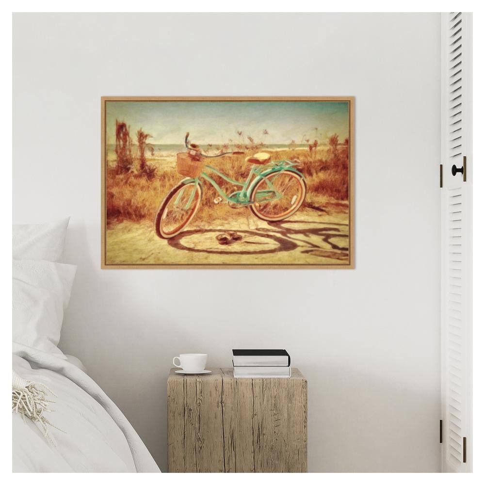 Sanibel Bike Framed Canvas Wall Art in Sylvie Maple Finish