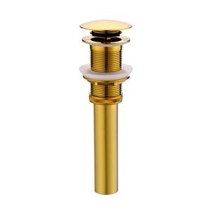 1-5/8 in. Brass Bathroom and Vessel Sink Push Pop-Up Drain Stopper with No Overflow in Brushed Gold