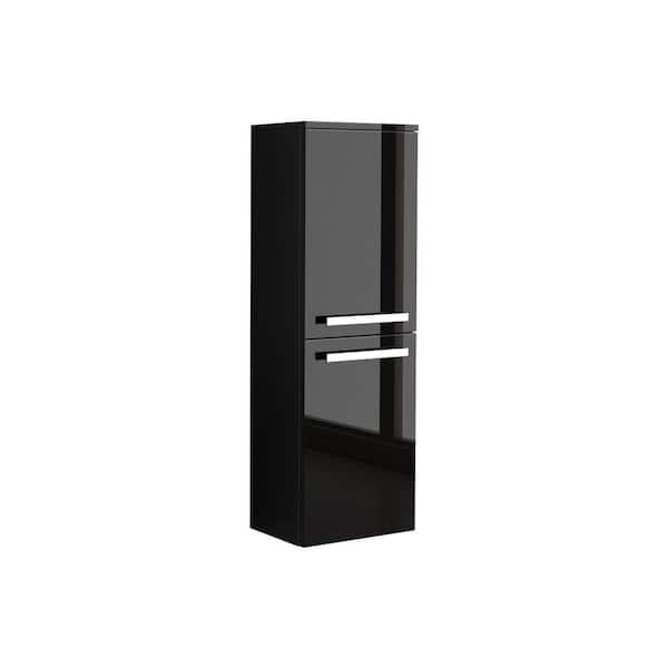 LaToscana Ameno 14-9/50 in. W Wall Mounted Linen Cabinet in Glossy Black