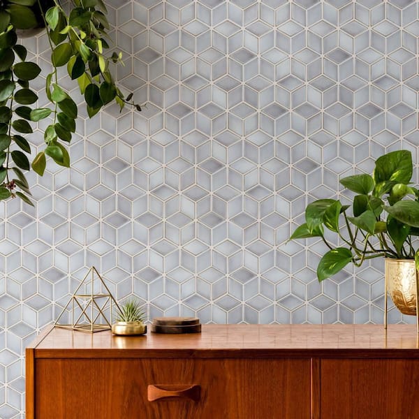 Hudson Rhombus Grey Eye 10-1/4 in. x 11-3/4 in. Porcelain Mosaic Tile (8.6 sq. ft./Case)