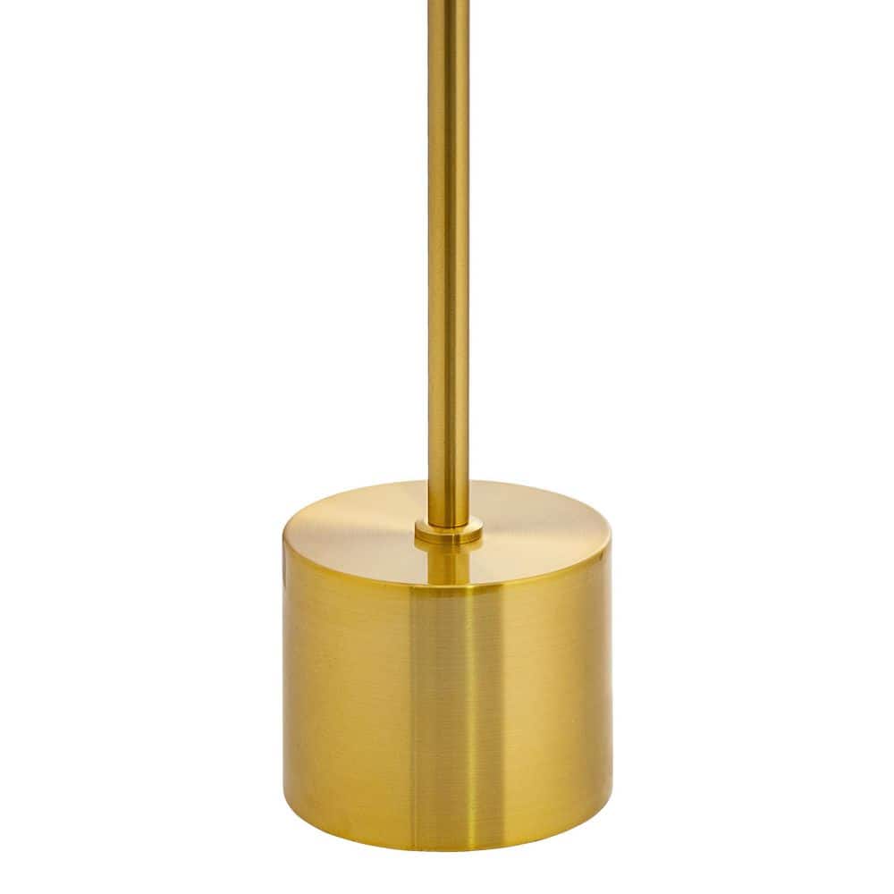 21.25" Brushed Gold Metal Table Lamp with Pink Glass Shade