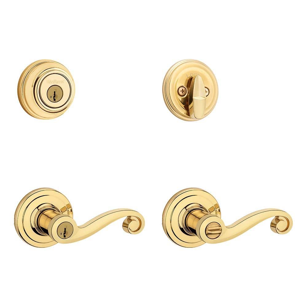 Kwikset Lido Polished Brass Single Cylinder Deadbolt and Keyed