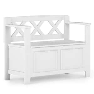 Amherst Solid Wood 36 in. Wide Transitional Small Entryway Storage Bench in White