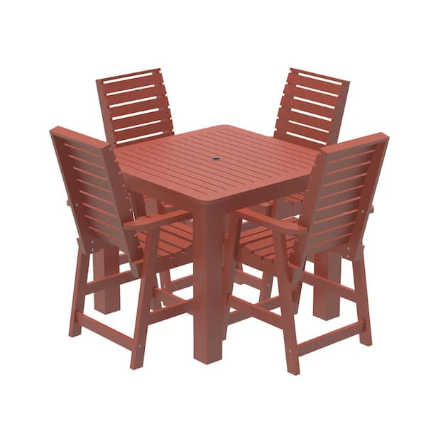 Unbranded Glennville 5-Pieces Square Recycled Plastic Outdoor Counter Dining Set