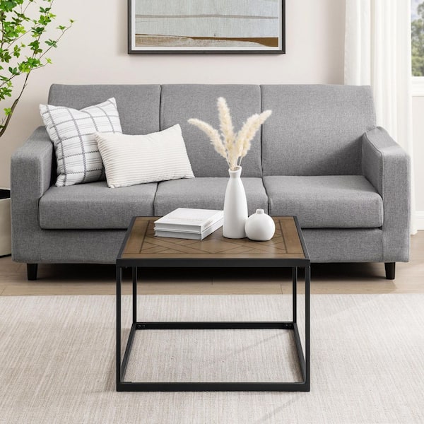 Walker Edison Furniture Company 25 in. Parquet Veneer Square Wooden Modern Coffee Table