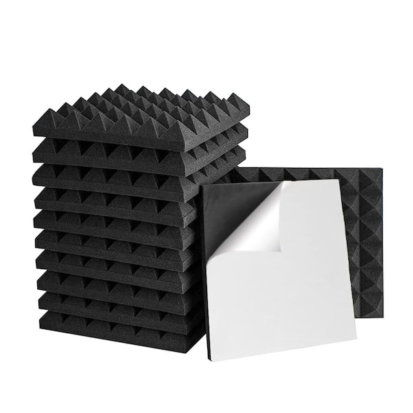 Wellco 1 ft. x 1 ft. x 2 in. Sound Echo Absorbing Panels with Double-Side Adhesive for Recording Studio (12-Pack)
