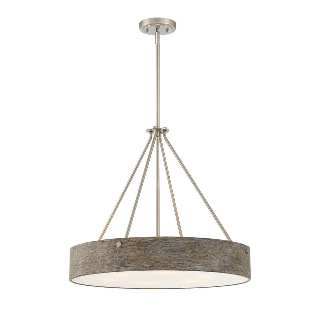 Erba 24" Brushed Nickel Drum Pendant Light with LED