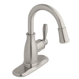 Mandouri Single-Handle Single Hole LED High-Arc Bathroom Faucet in Brushed Nickel