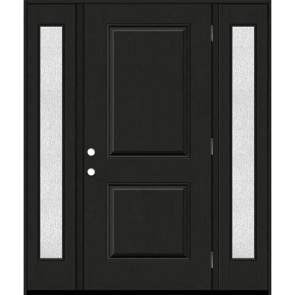 Regency 64 in. x 80 in. 2P Squaretop LHOS Onyx Stain Mahogany Fiberglass Prehung Front Door with Rain12 in. SLs 4-9/16 price history on PriceWatchPro