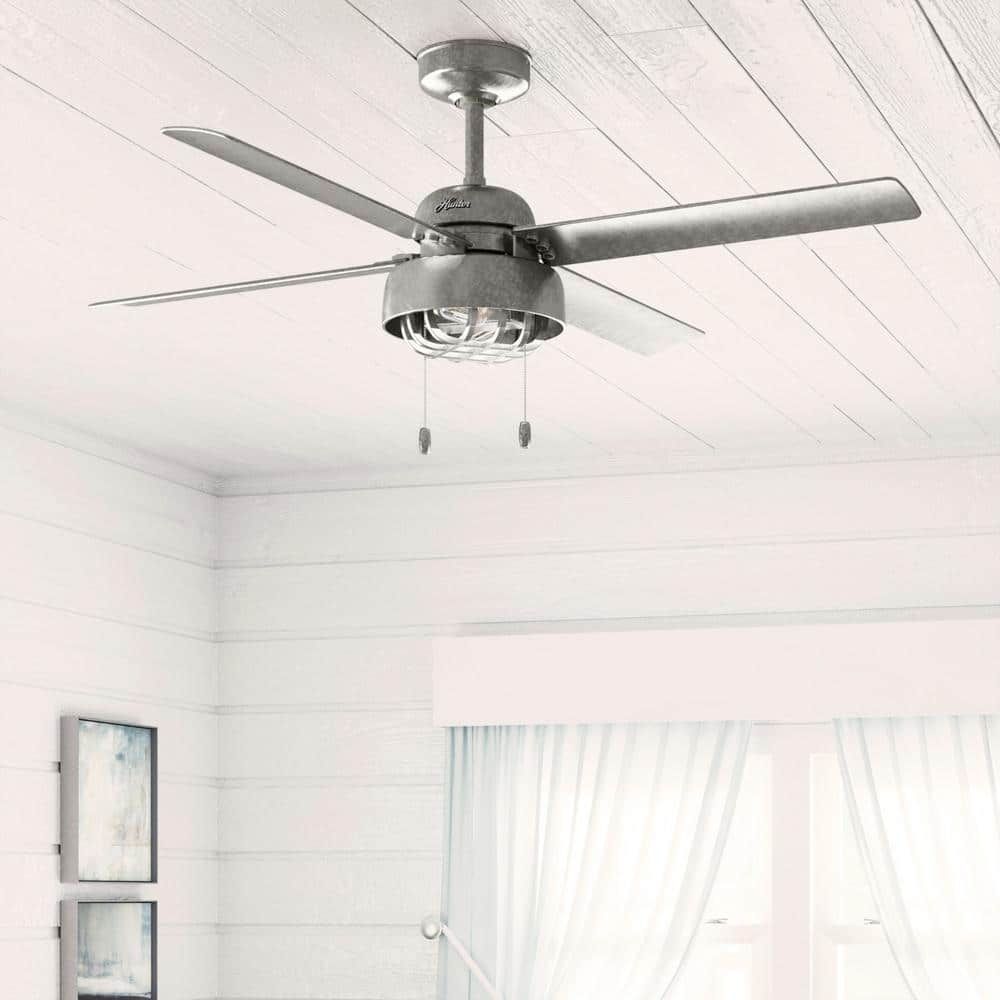 52" Painted Galvanized 4-Blade Ceiling Fan with LED Light Kit