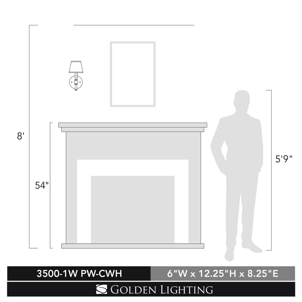 Transitional Pewter Dimmable Wall Sconce with Classic White Shade