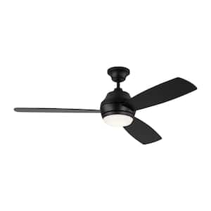 Ikon 52 in. Integrated LED Indoor Matte Black Ceiling Fan with Black/American Walnut Reversible Blades and Remote