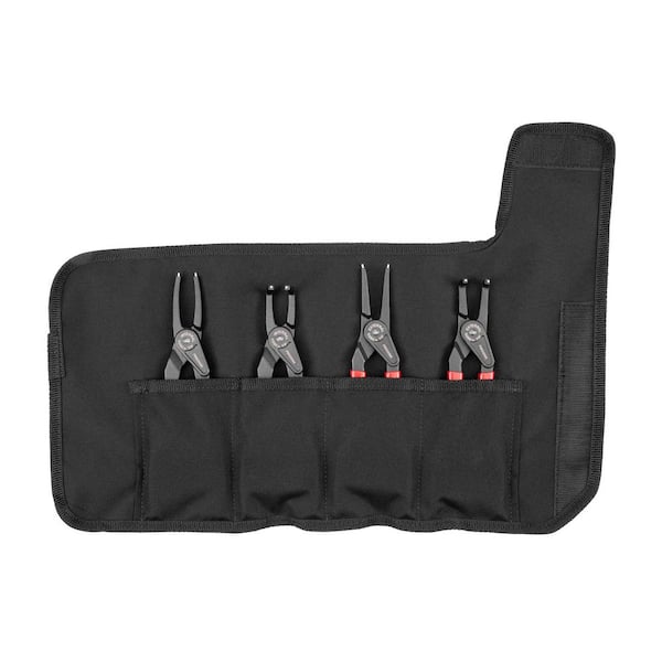 9 in. Internal and External Retaining Ring Pliers Set with Pouch, 4-Piece (0.090 in. Tips)