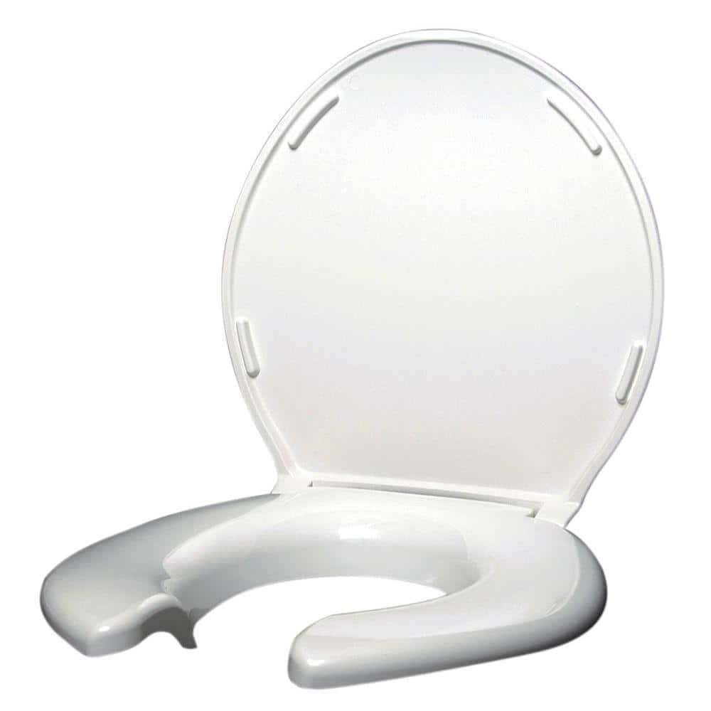 Cacpacity Elongated Open Front Cover White Big John Toilet Seat 1200 lb 