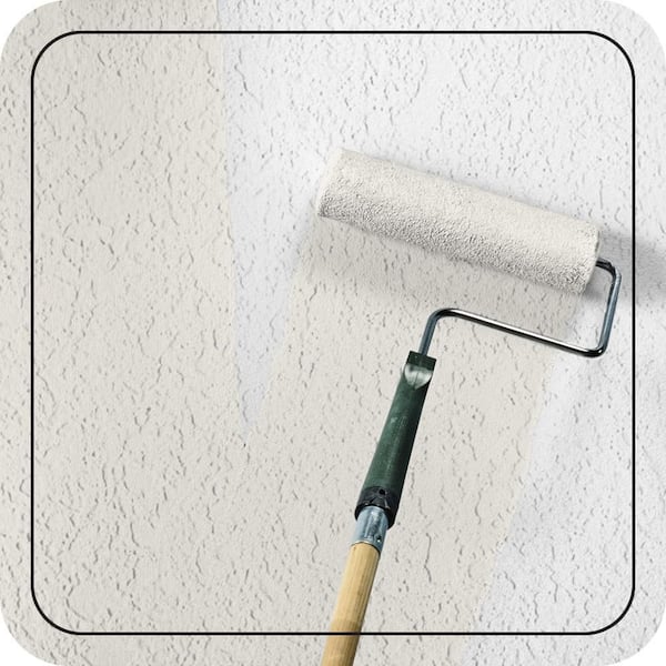 5 gal. #PPU7-12 Silky White Satin Interior/Exterior Masonry, Stucco and Brick Paint
