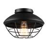 Globe Electric 1-Light Matte Black Outdoor Flush Mount Ceiling Light with Metal Cage Shade 91009626