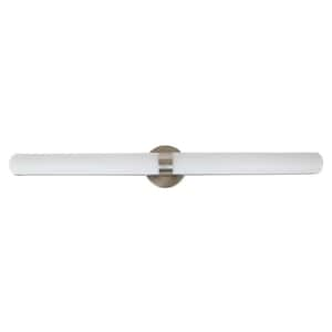 Brushed Nickel LED Vanity Light with White Acrylic Shade