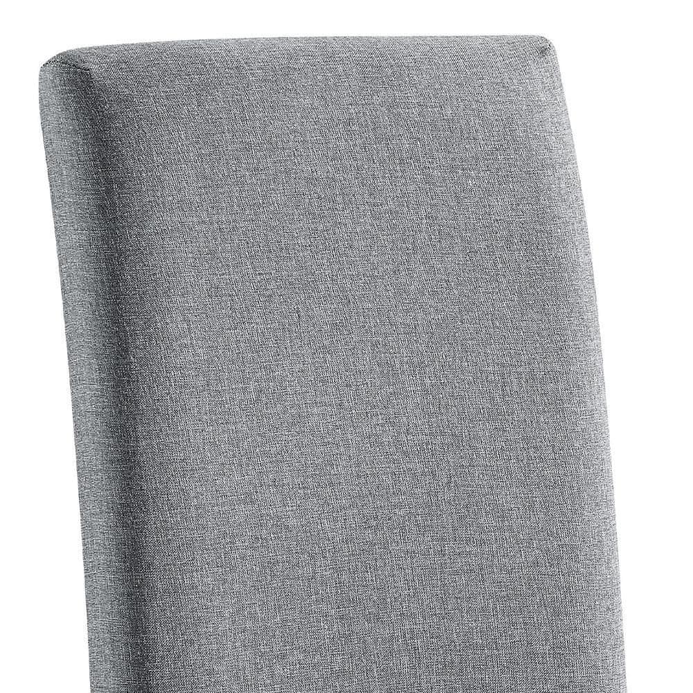 Gray Linen Upholstered Side Chair with Wood Legs, Set of 2