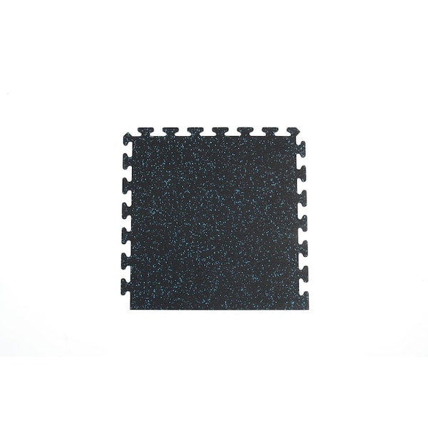 Unbranded Matter Surfaces Gym/Exercise Recycled Rubber Side Tiles Black w/Blue 25 in. x 25in. x 0.3 Thick 4-Tiles/Case, 16 sq. ft.