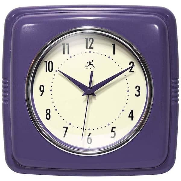 Infinity Instruments Square Retro Purple Wall Clock