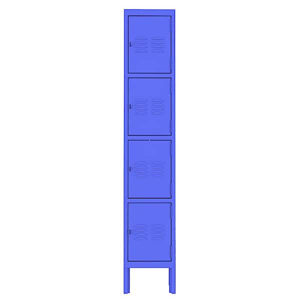 Tidoin 4-Tier 66.14 in. H Blue Steel File Cabinet Locker with 4 Doors