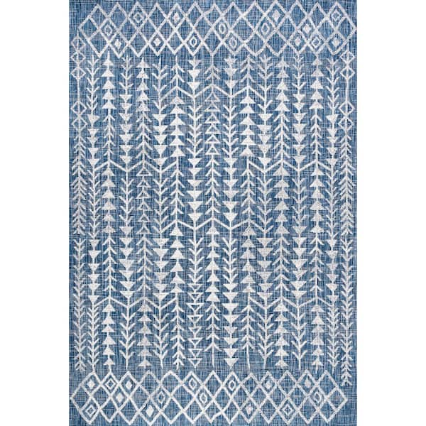 Tokay Bohemian Geometric Blue/Ivory 4 ft. x 6 ft. Indoor/Outdoor Area Rug