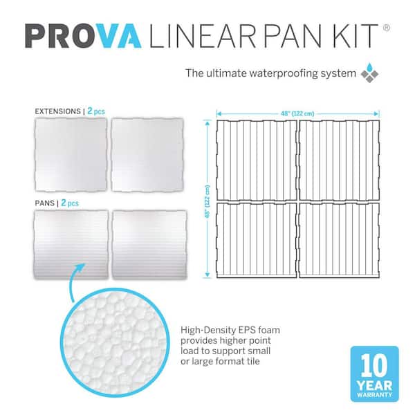 48 in. W x 48 in. L Shower Kit Prova Shower Pan Linear Drain
