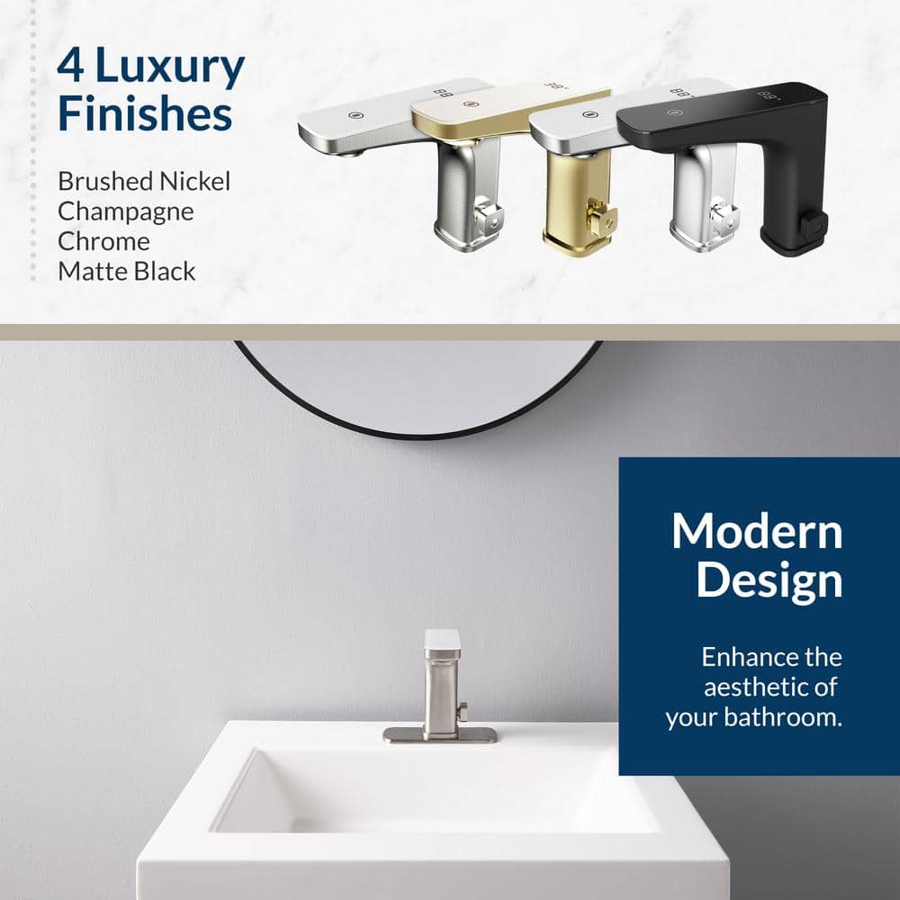 Grove Brushed Nickel Touchless Bathroom Sink Faucet with LED Display