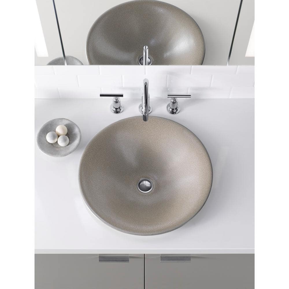 KOHLER Shagreen 17.7 in. x 17.7 in. Vessel Bathroom Sink in Oyster ...