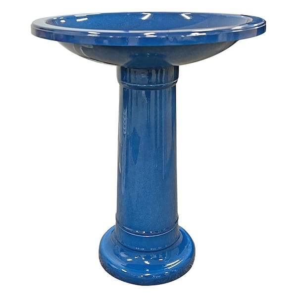 Classic 17.4 in. Dia. Resin Cobalt Blue Birdbath