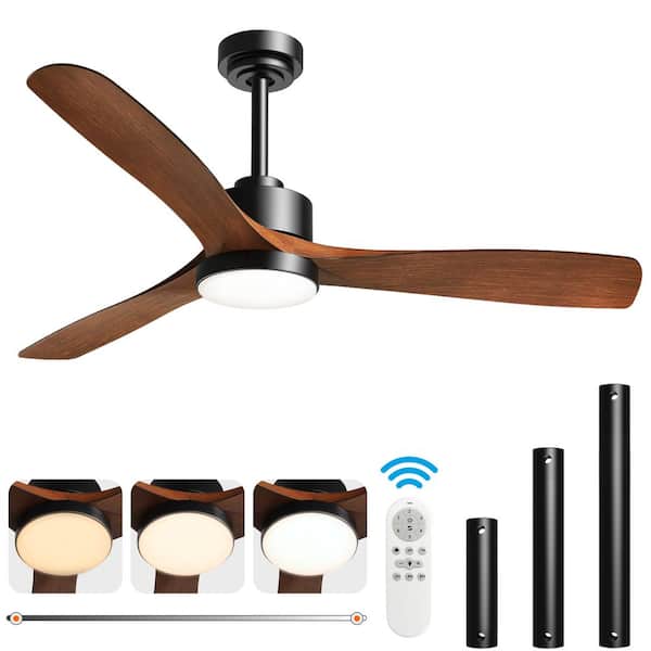 BICIK 52 in. Adjustable Color Temperature Integrated LED Indoor/Covered Outdoor Black Ceiling Fan with Remote