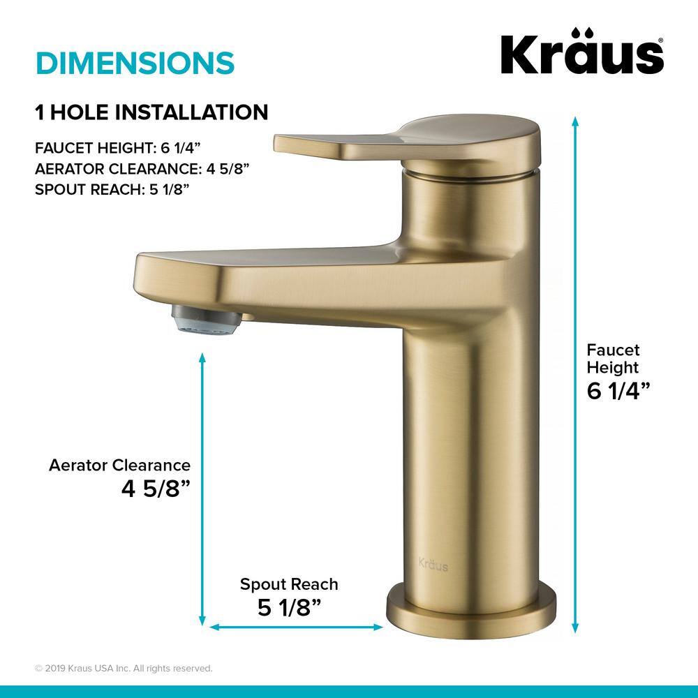 Indy 6.75'' Brushed Gold Stainless Steel Bathroom Faucet