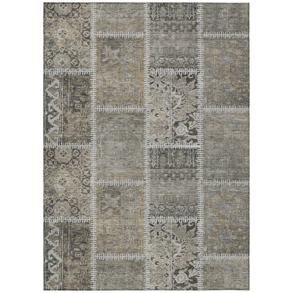 Taupe, Beige, Tan 10 ft. x 14 ft. Woven Plaid Polyester Rectangle Indoor/Outdoor Area Rug price history on PriceWatchPro