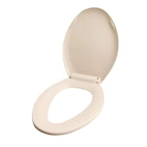 Elongated Molded Plastic, Adjustable Hinge Front Toilet Seat in Beige 15-1/4 in. x 13-3/4 in. x .67 in.