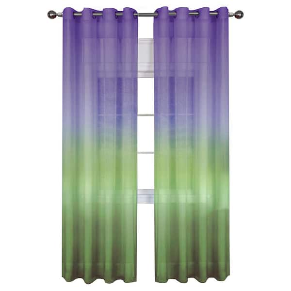 Achim Rainbow 52 In W X 63 L, Purple And Green Curtains