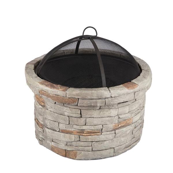 Tidoin 27 in. Outdoor Metal Burning Wood Black Fire Pit with Cover and Poker