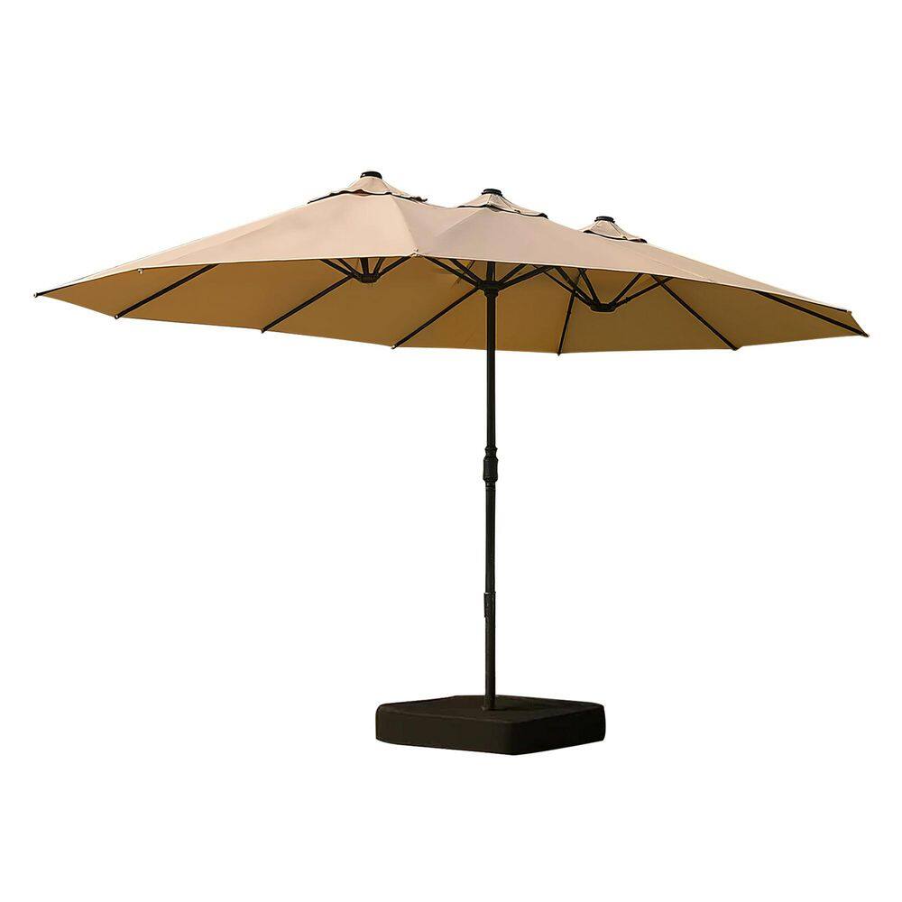 15 ft. Outdoor Market Patio Umbrella, Double Sided Umbrella with Crank, Base and Sandbags in Beige price history on PriceWatchPro