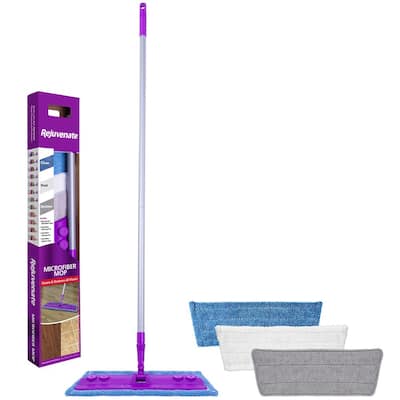 Red and White Microfiber Flat Mop and Bucket System with Broom NY562MS -  The Home Depot