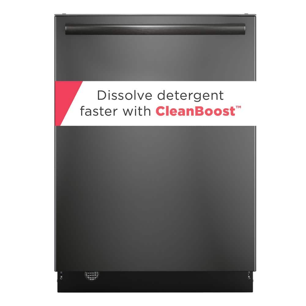 FRIGIDAIRE GALLERY 24 in Top Control Built In Tall Tub Dishwasher in Black Stainless Steel with 7 Cycles and CleanBoost, Smudge-Proof Black Stainless Steel