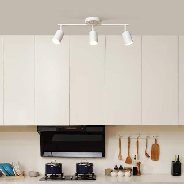 Litecraft 2 Metre Kitchen Track Light With 5 Soho Heads & LED Bulbs - White