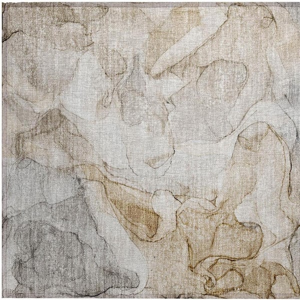 Beige 2 ft. x 3 ft. Abstract Indoor/Outdoor Area Rug