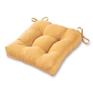 Solid Wheat Sunbrella Fabric Square Tufted Outdoor Seat Cushion