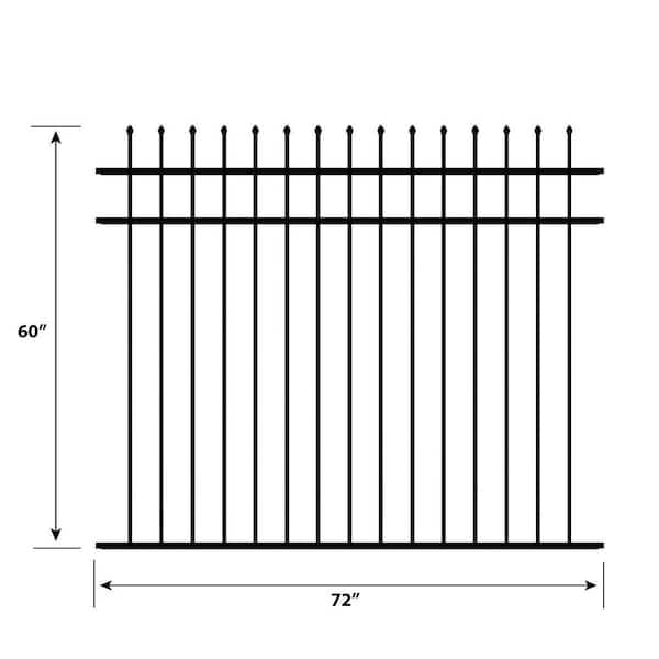 FORGERIGHT 5 ft. H x 6 ft. W Osprey Black Aluminum Fence Panel (5-pack)