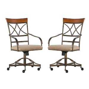 Masson Matte Pewter and Bronze Metal Swivel and Tilt Arm Chair