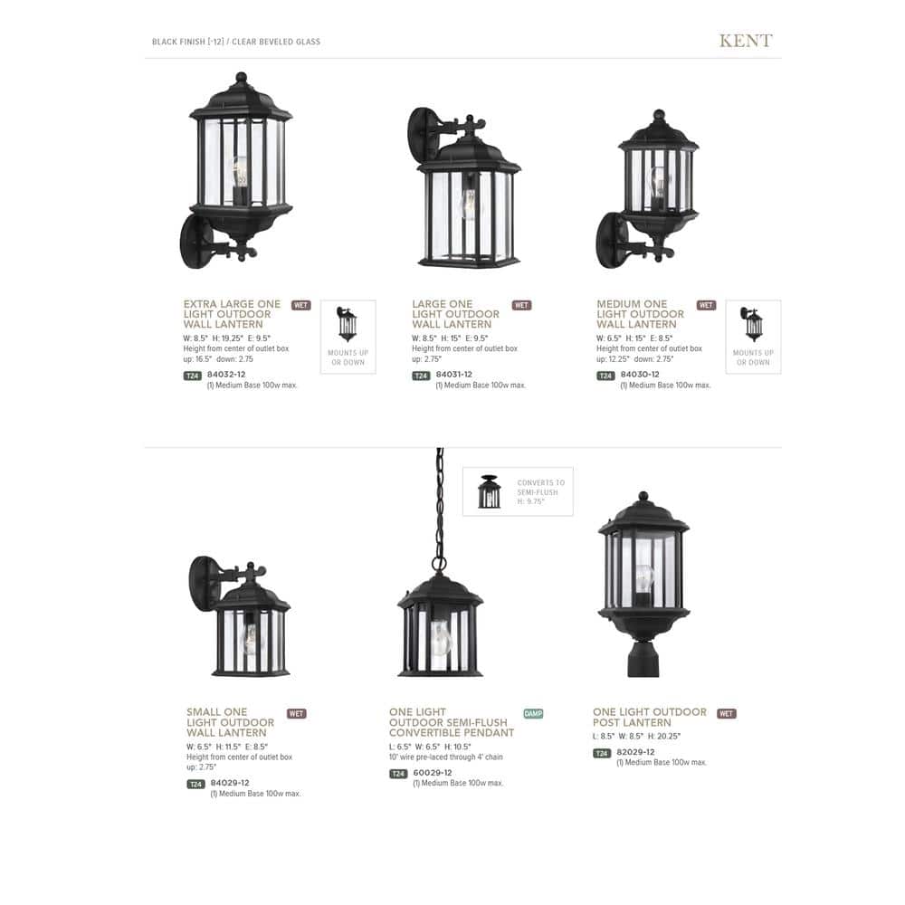 Kent Black Bronze Outdoor Wall Lantern with Clear Glass