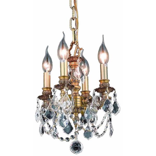Timeless Home 10 in. L x 10 in. W x 10 in. H 4-Light French Gold with ...
