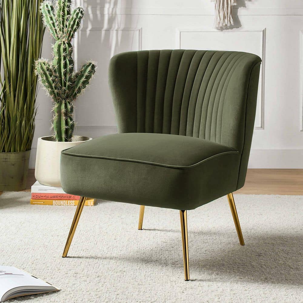 Monica Modern Moss Velvet Comfy Living Room Side Chair with Golden Metal Legs price history on PriceWatchPro