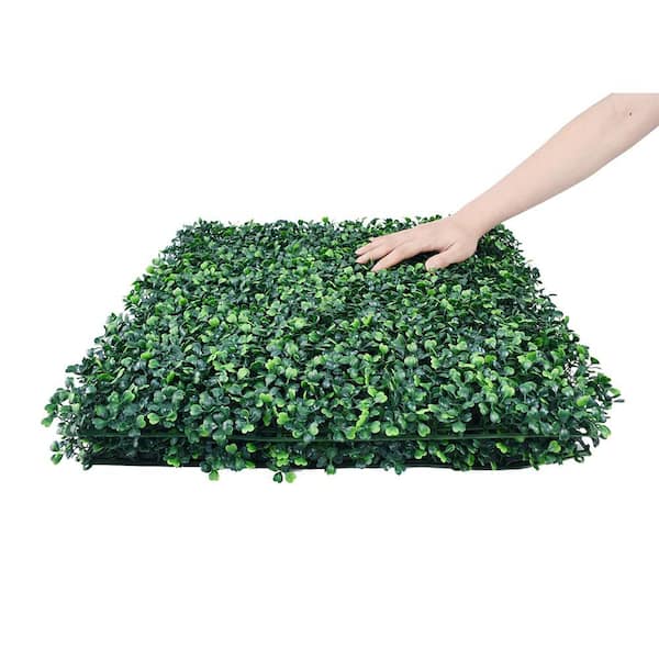 Lush Space 20 in. x 20 in Artificial Wall Panes Boxwood Hedge Greenery Panels Weather-Proof Grass Wall Panels Outdoor Indoor Decor